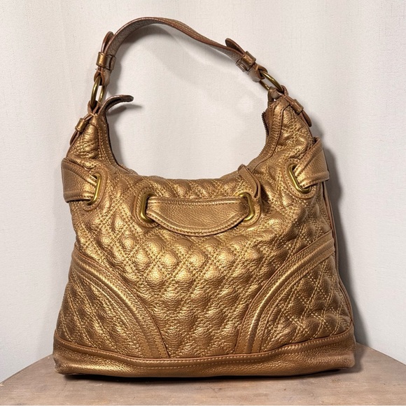 Vintage Lockheart Gold Metallic Quilted Leather Tassel Bag